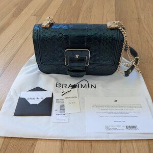 Brahmin Rosa Evergreen Kalopsia Python Embossed Crossbody Bag